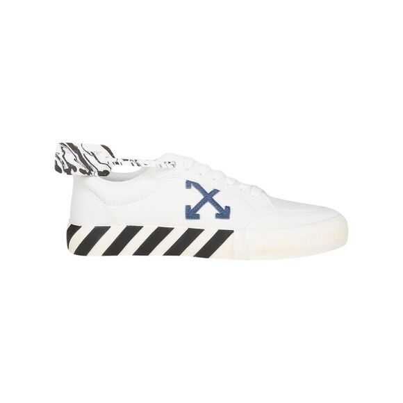 Off-White Low Vulcanized Eco Canvas Sneakers - White Navy Blue